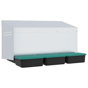vidaXL Hn&iacute;zdn&iacute; budka pro kuřata se 3 přihr&aacute;dkami, n&aacute;stěnn&aacute;, pozinkovan&aacute; ocel
