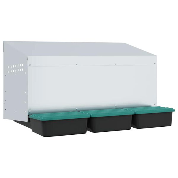 vidaXL Hn&iacute;zdn&iacute; budka pro kuřata se 3 přihr&aacute;dkami, n&aacute;stěnn&aacute;, pozinkovan&aacute; ocel