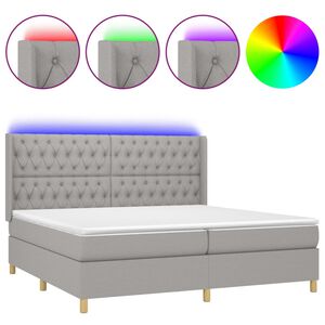 vidaXL Box spring postel s matrac&iacute; a LED světle &scaron;ed&aacute; 200x200 cm textil