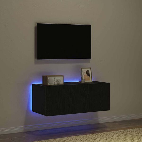 vidaXL TV wall cabinet Čern&yacute; dub 80 x 35 x 31 cm kompozitn&iacute; dřevo
