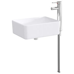 vidaXL Um&yacute;vadlo s bateri&iacute; a odpadem Chrom 40,5 x 30,5 x 13 cm Keramika
