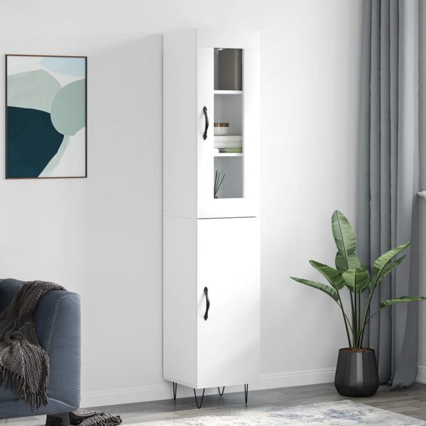 vidaXL Skř&iacute;ň highboard b&iacute;l&aacute; 34,5 x 34 x 180 cm kompozitn&iacute; dřevo