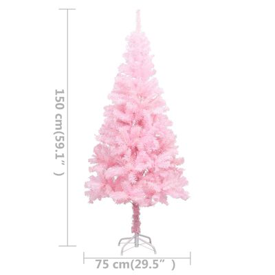 vidaXL Vánoční stromek s LED osvětlením a stojanem růžový 150 cm PVC