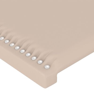 vidaXL Čelo postele s LED cappuccino 203 x 16 x 78/88 cm umělá kůže