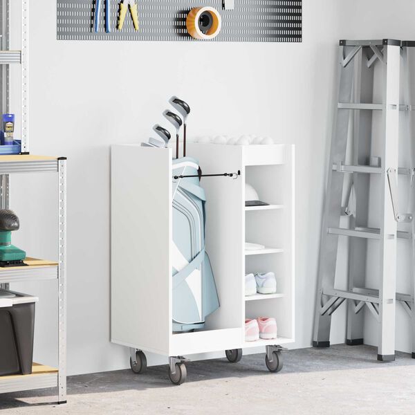 vidaXL Golfov&aacute; skř&iacute;ň s kolem Jednobarevn&yacute; B&iacute;l&aacute; 65 x 45 x 98 cm