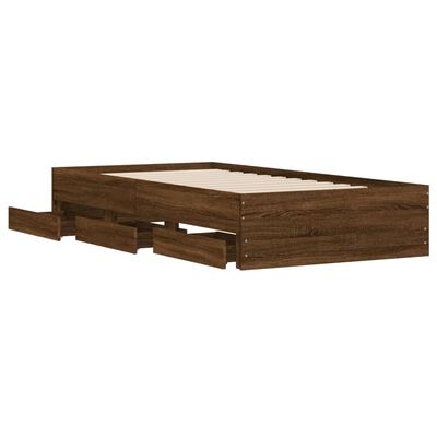 vidaXL Rám postele se zásuvkami hnědý dub 75 x 190 cm kompozitní dřevo
