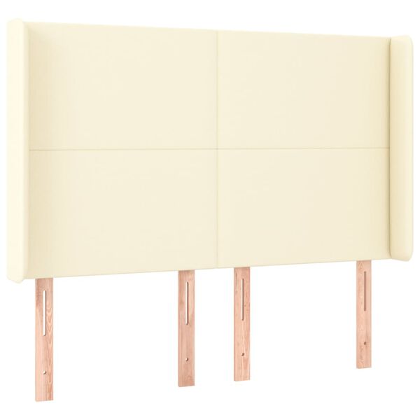 vidaXL Čelo postele typu u&scaron;&aacute;k kr&eacute;mov&eacute; 147x16x118/128 cm uměl&aacute; kůže