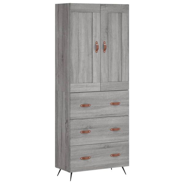vidaXL Skříň highboard šedá sonoma 69,5 x 34 x 180 cm kompozitní dřevo