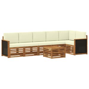 vidaXL Rohov&aacute; sofa sada s pol&scaron;t&aacute;řem 6 pcs Přirozen&aacute; a Kr&eacute;mov&aacute;