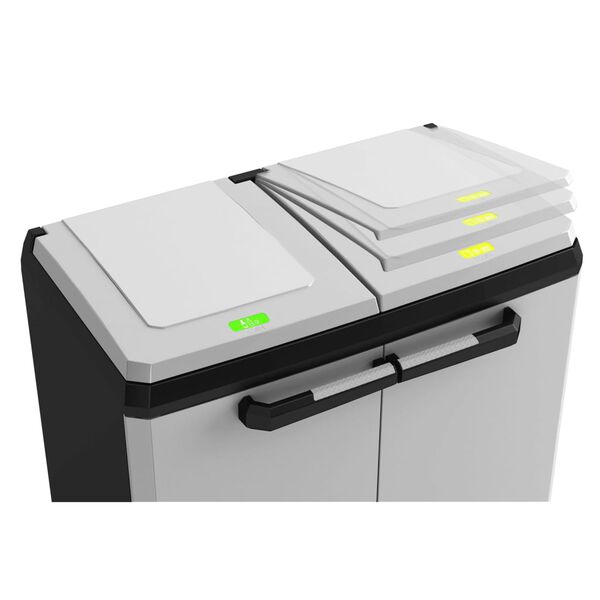 Keter Recyklačn&iacute; skř&iacute;ň Split Premium &scaron;ed&aacute; a čern&aacute; 92 cm