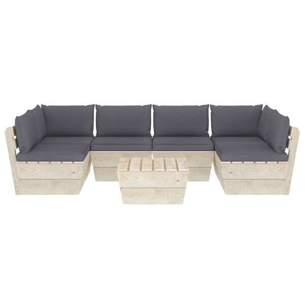 vidaXL 7d&iacute;ln&aacute; zahradn&iacute; sedac&iacute; souprava z palet + podu&scaron;ky smrkov&eacute; dřevo