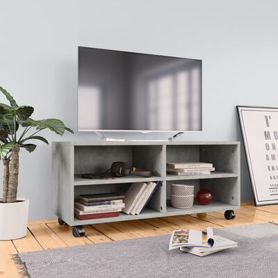 vidaXL TV stolek s kolečky betonově šedý 90 x 35 x 35 cm dřevotříska