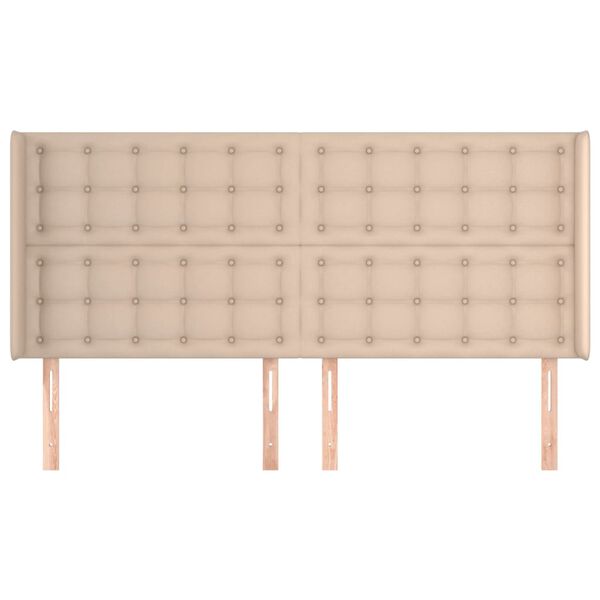 vidaXL Čelo postele typu u&scaron;&aacute;k cappuccino 163x16x118/128 cm uměl&aacute; kůže