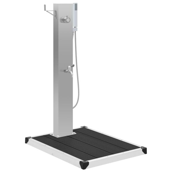 vidaXL Zahradn&iacute; sprcha s vaničkou WPC nerezov&aacute; ocel