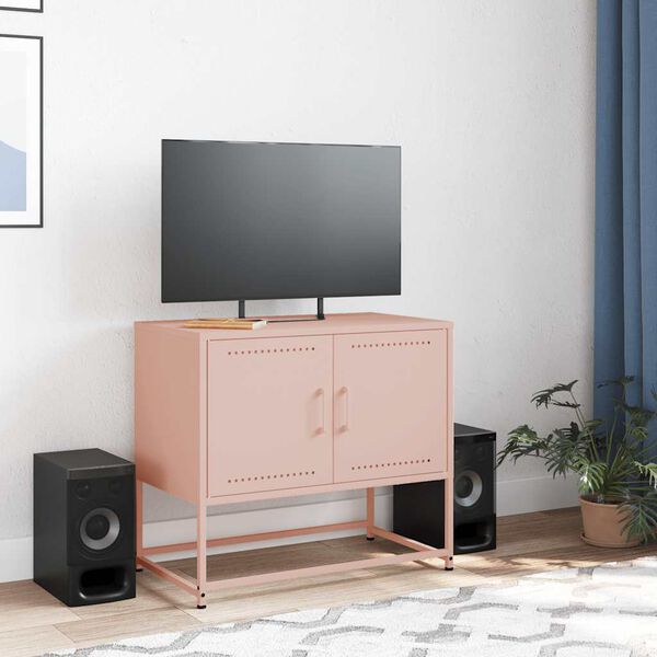 vidaXL TV skř&iacute;ňka růžov&aacute; 68,5 x 39 x 60,5 cm ocel