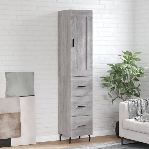 vidaXL Skř&iacute;ň highboard &scaron;ed&aacute; sonoma 34,5 x 34 x 180 cm kompozitn&iacute; dřevo