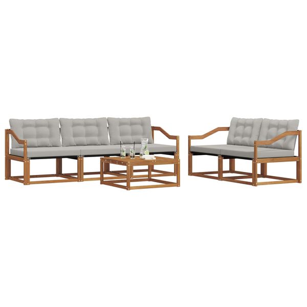 vidaXL Venkovn&iacute; pohovkov&aacute; souprava 6 pcs Př&iacute;rodn&iacute; a světle &scaron;ed&aacute;