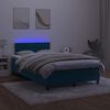 vidaXL Box spring postel s matrac&iacute; a LED tmavě modr&aacute; 120x200 cm samet