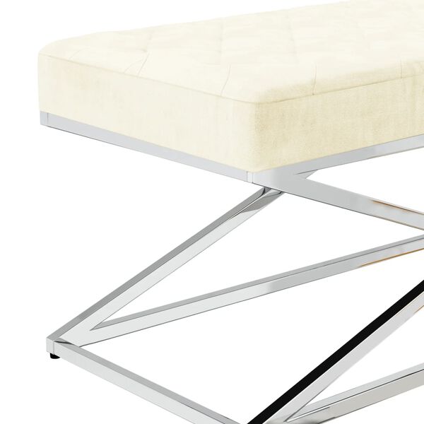 vidaXL Lavice kr&eacute;mov&aacute; samet a nerezov&aacute; ocel