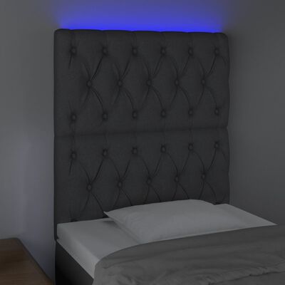 vidaXL Čelo postele s LED tmavě šedé 80x7x118/128 cm textil