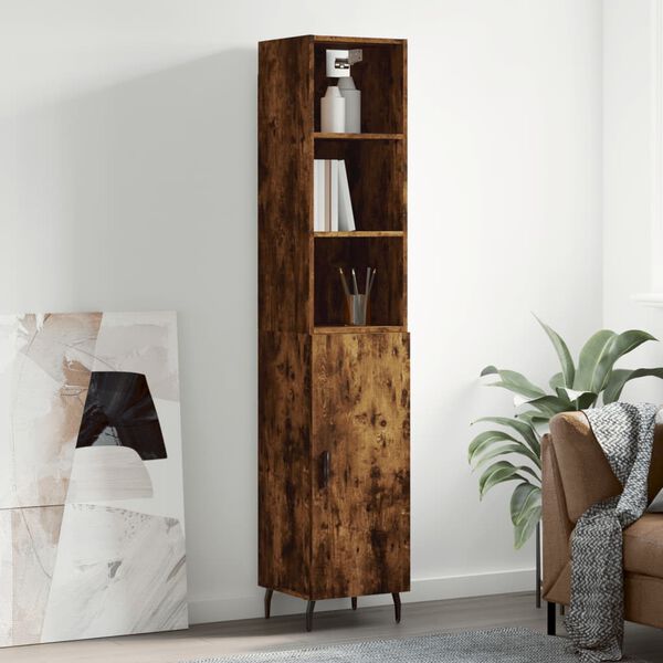 vidaXL Skř&iacute;ň highboard kouřov&yacute; dub 34,5 x 34 x 180 cm kompozitn&iacute; dřevo