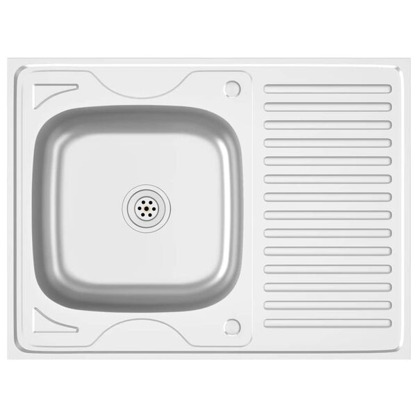 vidaXL Kuchyňsk&yacute; dřez s odtokem stř&iacute;brn&yacute; 800x600x155 mm nerezov&aacute; ocel