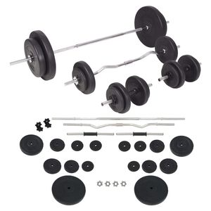 vidaXL Sada činek barbell a dumbbell 90 kg
