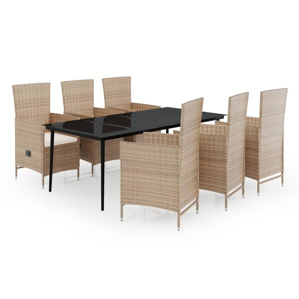 vidaXL 7d&iacute;ln&yacute; zahradn&iacute; j&iacute;deln&iacute; set s podu&scaron;kami b&eacute;žov&yacute;