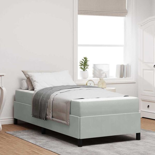 vidaXL R&aacute;m postele s matrac&iacute; Světle &scaron;ed&aacute; 90 x 190 cm textil