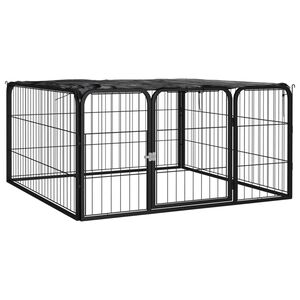 vidaXL Ohr&aacute;dka pro psy 4 panely čern&aacute; 100x50 cm pr&aacute;&scaron;kovan&aacute; ocel