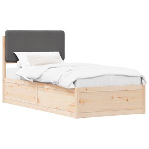 vidaXL R&aacute;m postele s čalouněn&yacute;m čelem s čelo Tmavě &scaron;ed&aacute; 100 x 200 cm