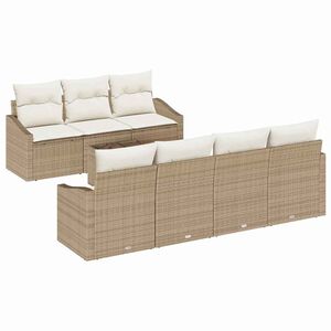 vidaXL Set pohovek s pol&scaron;t&aacute;řem 8 pcs B&eacute;žov&aacute; a kr&eacute;mov&aacute; polyratan