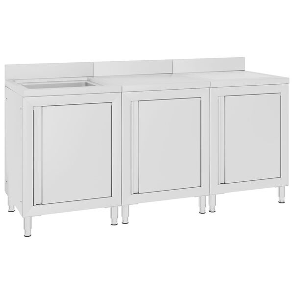 vidaXL Gastro kuchyňsk&aacute; dřezov&aacute; skř&iacute;ňka 180 x 60 x 96 cm nerezov&aacute; ocel