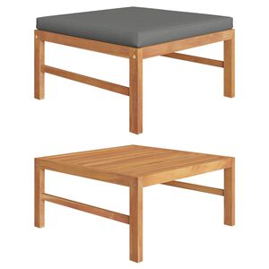 vidaXL Podnožka s tmavě šedou poduškou masivní teakové dřevo