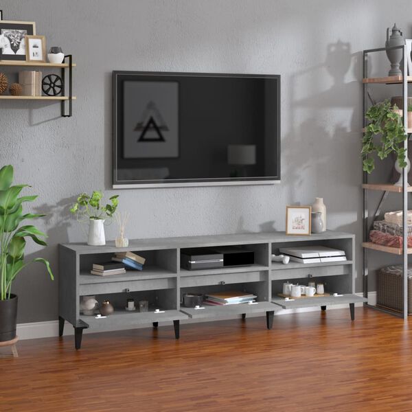 vidaXL TV skř&iacute;ňka betonově &scaron;ed&aacute; 150 x 30 x 44,5 cm kompozitn&iacute; dřevo