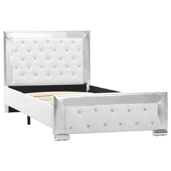 vidaXL Rám postele bílý umělá kůže 90 x 200 cm