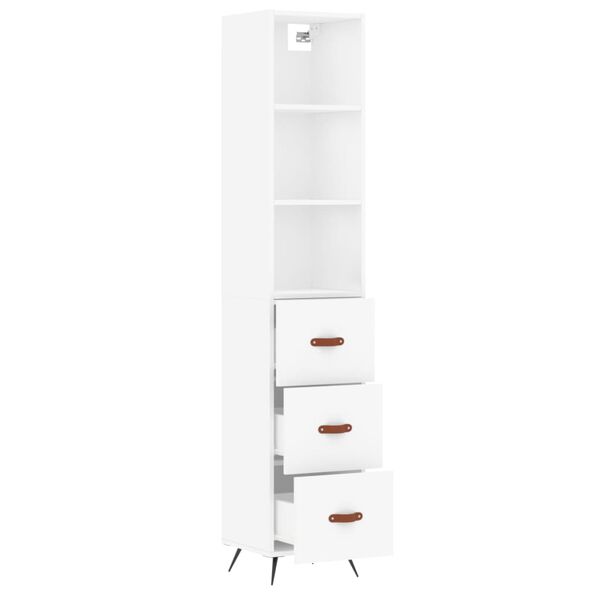 vidaXL Skř&iacute;ň highboard b&iacute;l&aacute; 34,5 x 34 x 180 cm kompozitn&iacute; dřevo