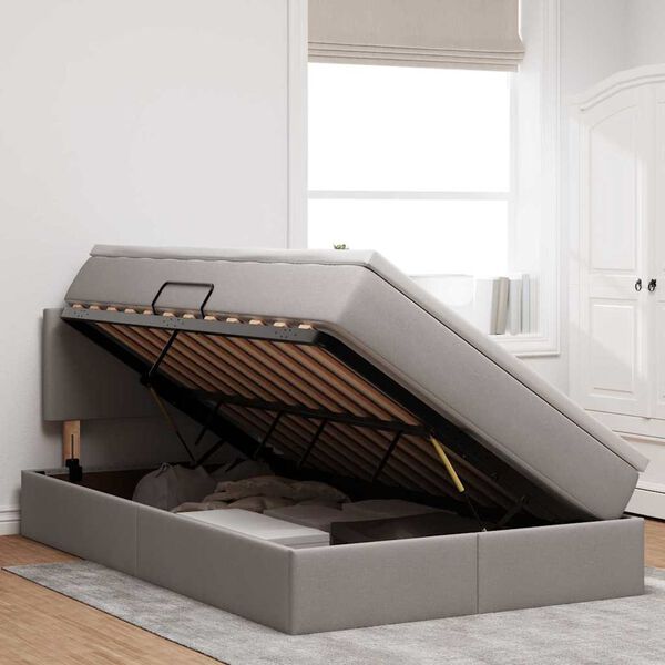 vidaXL Postel s &uacute;ložn&yacute;m prostorem a LED osvětlen&iacute;m Taupe 120 x 190 cm