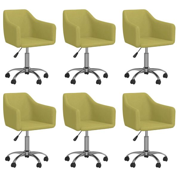 vidaXL Otočn&eacute; j&iacute;deln&iacute; židle 6 ks zelen&eacute; textil