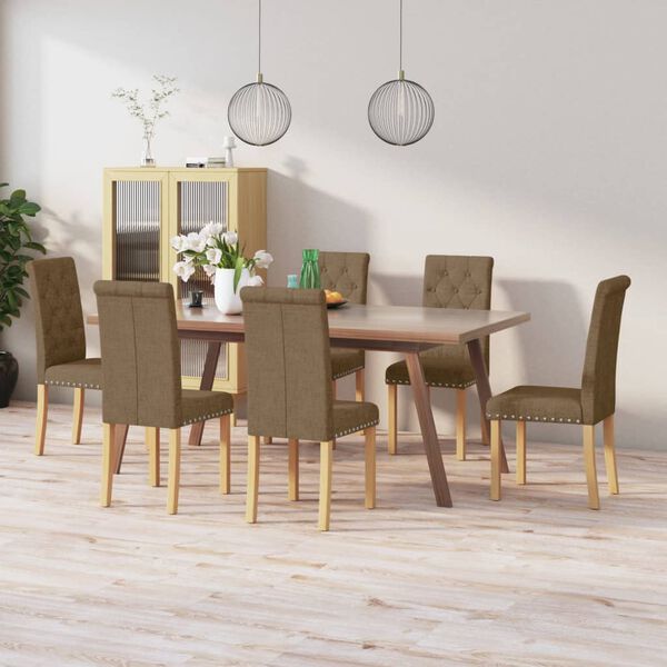 vidaXL J&iacute;deln&iacute; židle 6 ks hněd&eacute; textil