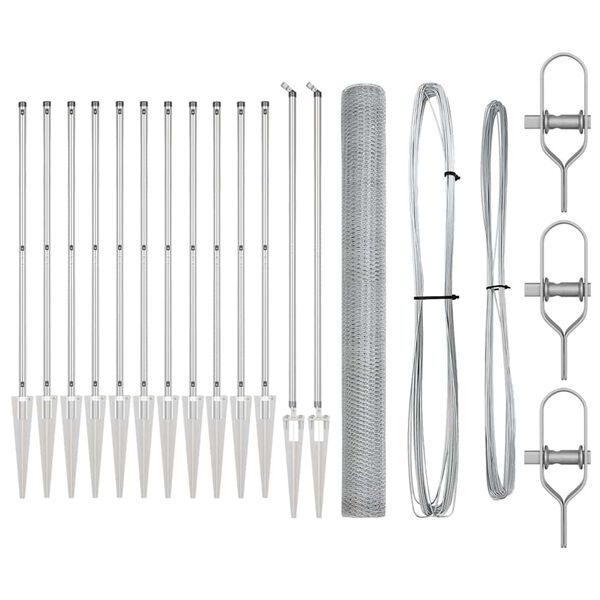 vidaXL Plotov&yacute; sloupek. Stř&iacute;brn&aacute; 25 x 1,6 m (25 mm s&iacute;ť) Ocel