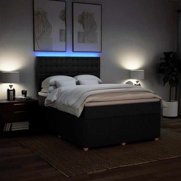 vidaXL Box spring postel s matrac&iacute; čern&aacute; 140x200 cm textil