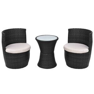 vidaXL 3d&iacute;ln&yacute; bistro set s podu&scaron;kami polyratan čern&yacute;