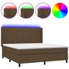 vidaXL Box spring postel s matrac&iacute; a LED tmavě hněd&aacute; 180x200 cm textil