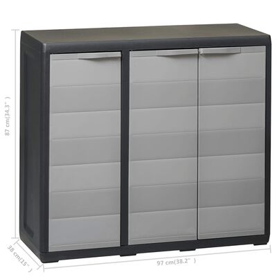 vidaXL Zahradní skladovací skříň se 2 policemi černo-šedá