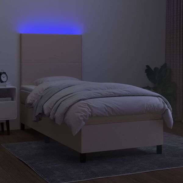 vidaXL Box spring postel s matrac&iacute; a LED kr&eacute;mov&aacute; 100x200 cm textil
