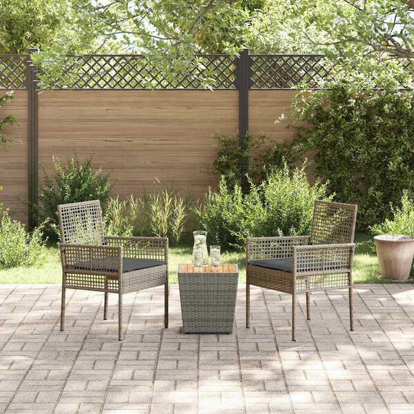 vidaXL Zahradní bistro set 3 pcs Šedá Poly ratan