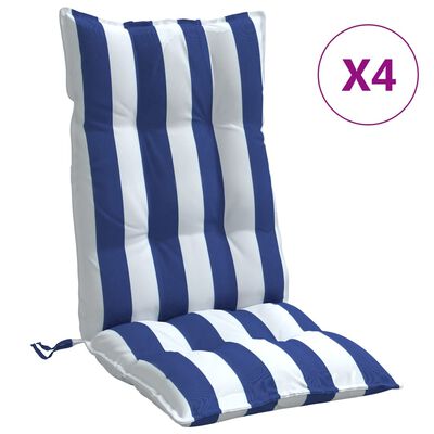 vidaXL Podušky na židli vysoké opěradlo 4 ks modré a bílé pruhy oxford
