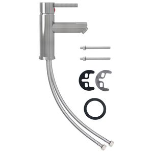 vidaXL Koupelnov&aacute; umyvadlov&aacute; vodovodn&iacute; baterie stř&iacute;brn&aacute; 130 x 176 mm