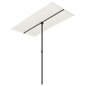 vidaXL Zahradn&iacute; slunečn&iacute;k s hlin&iacute;kovou tyč&iacute; 180 x 110 cm p&iacute;skově b&iacute;l&yacute;